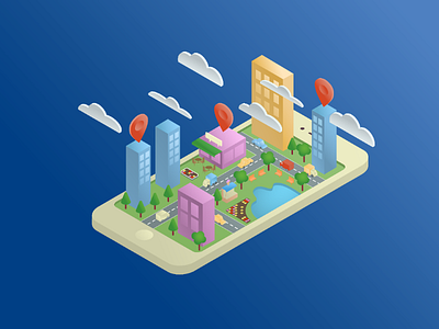 Isometric map ai city gradients home illustration isometry isometry in the phone map phone vector