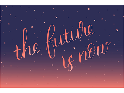 The future is now ai brash pen calligraphy color of the year coral future illustration letters live color pantone phrase vector