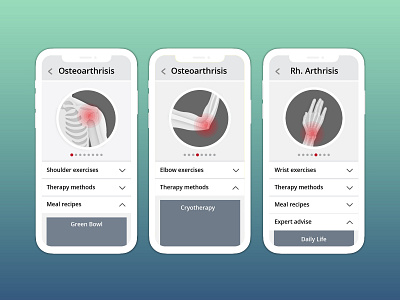 Rheumatic Therapies Concept Design UX elderly target group app elderly care human centred design mobile website osteoarthrisis rheumatic diseases rheumatoid arthrisis target group ui uidesign ux uxdesign