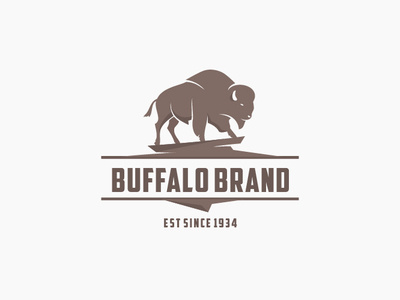 Buffalo Brand Logo ai angry brand brown buffalo business buy classic corporate customizable editable elegant eps identitiy jeans leather logo professional purchase retro