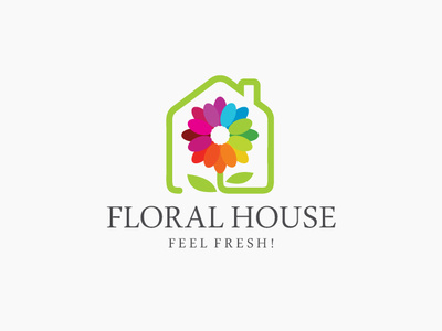 Flower House Logo ai business corporate customizable editable eps floral flower garden home house identity lilly logo multicolor nature nursery rose sunflower tulip
