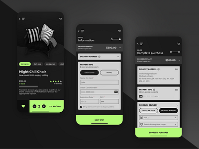 FRNT - iOS app for furniture shop app design chairs commerce e commerce furniture iphone marketplace mobile ui design user experience user interface ux design