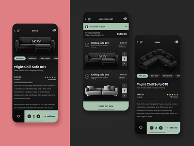 FRNT - iOS app for furniture shop app design chairs commerce e commerce furniture marketplace mobile product design ui design user experience user interface ux design