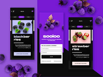 sooioo - groceries marketplace - iOS app design app design berries commerce e-commerce fruits groceries marketplace mobile product design ui design user experience user interface ux design