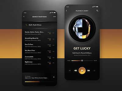 Music Player - iOS app dark mobile music music player playlist skeuomorphism songs ui design ux design