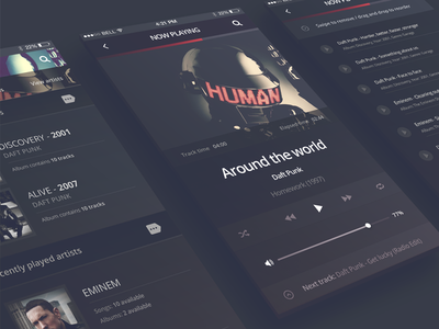 [FREEBIE] Philomela - iPhone 6 Music Player audio player daft punk download free app freebie ios application ios player iphone 6 iphone application music app music player psd