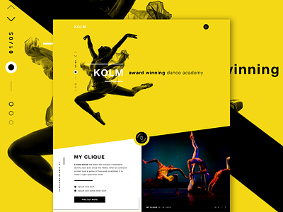 KOLM - Dance Academy contemporary dance academy dance courses dancing landing page one page ui ui design web design website