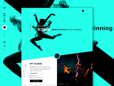 KOLM - Dance Academy - v2 - updated contemporary dance academy dance courses dancing landing page one page ui ui design web design website