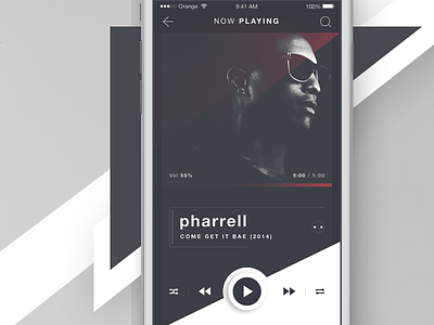 RUBRUM - iOS Music Player - Now Playing album view audio audio player ios ios application iphone 6s music player pharrell play now
