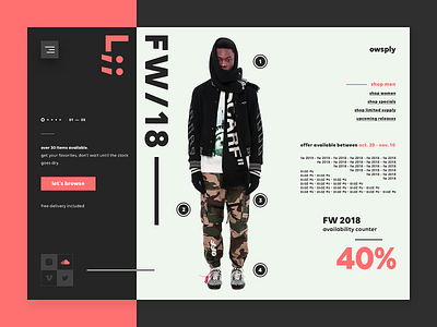 owsply - urban wear - online shopping clothing design e commerce ecommerce fashion landing page minimal off white one page ui ui design urban wear user interface web design website website design
