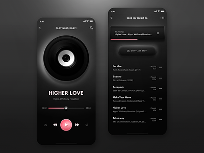 Music Player - iOS app dark ios iphone mobile music music player pink playlist skeumorphism skeuomorphism songs speaker ui ui design ux ux design