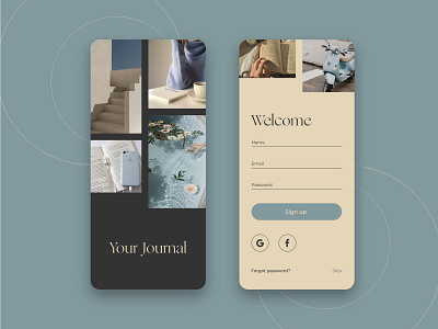 Journaling Mobile App - Sign Up app design dailyui dailyui 001 fashion minimalism mobile mobile app mobile ui ui visual design