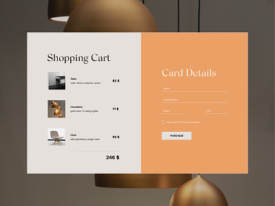 Credit Card Checkout page for furniture store card checkout dailyui furniture minimalism purchase ui visual design web web design