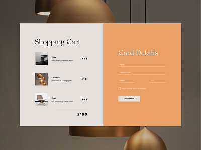 Credit Card Checkout page for furniture store