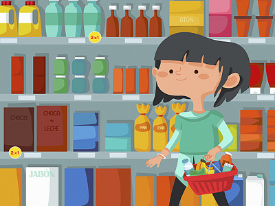 Shopping at the supermarket illustration shopping supermarket tht tizashechastrizas