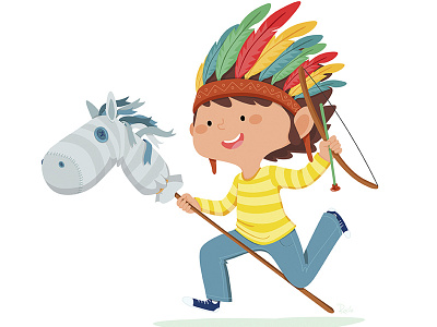 Kids games feathers games horse illustration indian kids tht tizashechastrizas