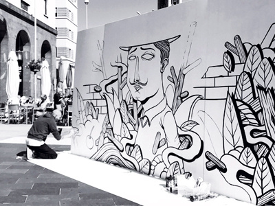 Seacreative x Cherries Comunicazione blackandwhite seacreative comunicazione cherries characters live painting streetart video