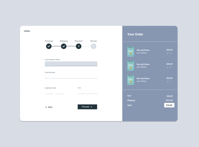 Daily UI 02 - Checkout by Heidi Konswah on Dribbble