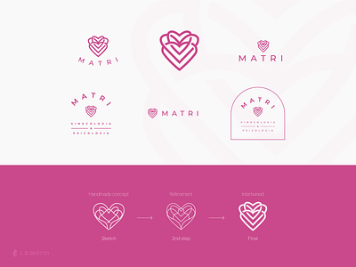Matri brand mark branding brazil clinic gynecology icon identity interwined logo logotype lucas braga mark medical care minimal minimalistic pink psychology subtle symbol women