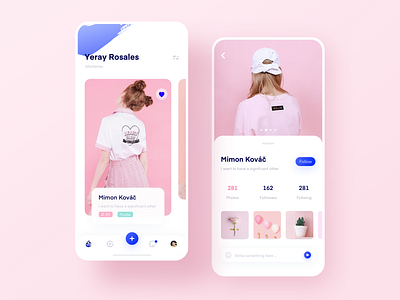 Blue and pink contrast colors as strangers socialize ui ux 向量 图标 插图 设计