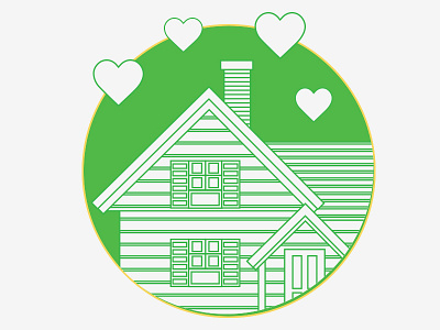 House Love flat green house icon illustration