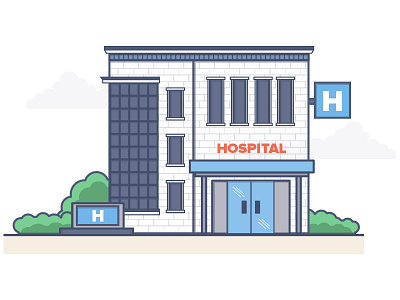 Hospital building flat hospital illustration