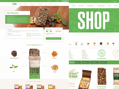 ToYou Snacks commerce design green health layout type web