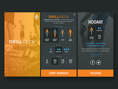 Drill Deck for Guard Your Health army mobile ui design ux design workout