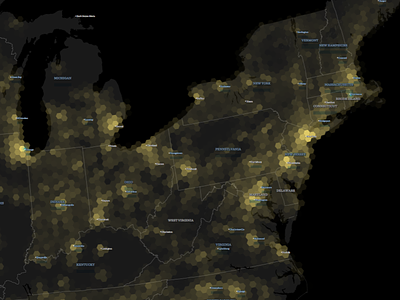 Population density detail dataviz map