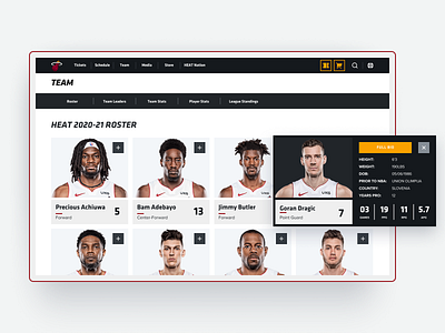 Roster page - Miami HEAT