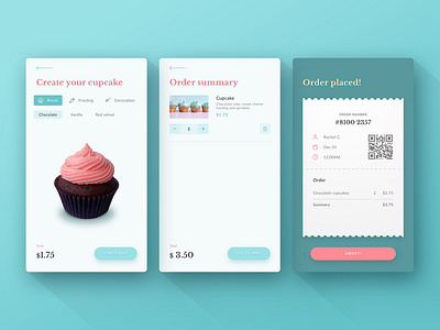 Cupcup cupcake desserts ios app pastels pastry shop ui ux