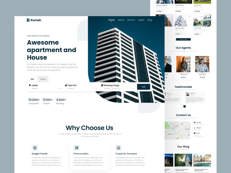 DailyUI - Real Estate Landing Page by Mukhamad Ulinnuha Rozzaki on Dribbble