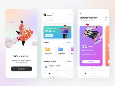 Cloud Storage Manager 3d app design interface ui uidesign uiux ux