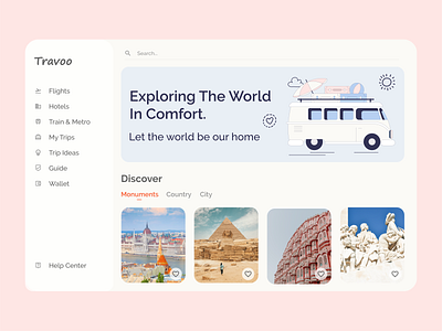Travelling Web Application app design illustration illustrator minimal ui ux web design webapp design webapplication xd