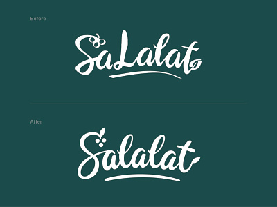 Salalat Salad Bar Logotype Refresh bar berries brushpen script calligraphy food grapes leaf lettering logo logotype redesign refresh restaurant salat script swoosh wordmark
