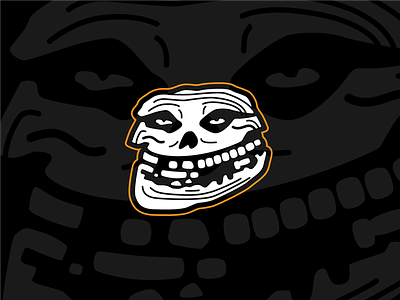 The Misfits + Troll Face band logo black and white logo crimson ghost fiend hardcore music illustration logo memes misfits orange punk rock skull trollface