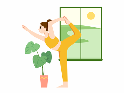 Yoga character excercise fit fitness flat girl health healthy illustration indoor vector woman yoga