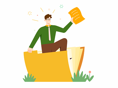 Folder business company document employee flat folder illustration mate search startup team vector
