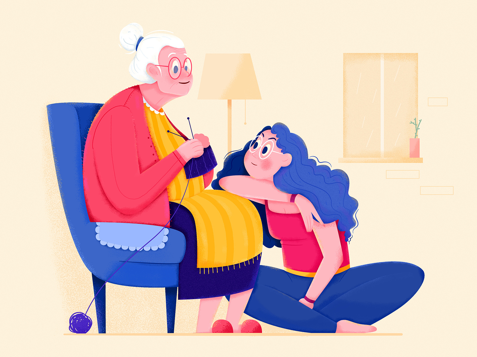 Talking To Grandma affinity designer beauty chat family girl grandma grandmother house illustration legacy lovely talk uran warm woman