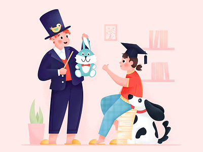 Would You Rather II animal bird boy bunny character child children color dog girl illustration indoor kid magic magician pet plant rabbit room trick