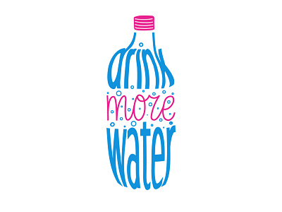 Drink more water banner branding card design flat hand drawn illustration lettering vector