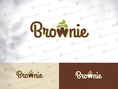 Brownie logo bakery banner branding brownie card design flat illustration logo style sweet symbol template vector