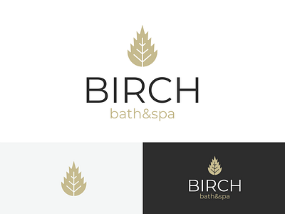 Birch logo bath birch branding design flat illustration logo spa typography vector