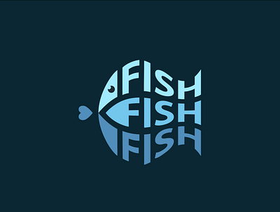 Fish Fish Fish branding card design fish flat illustration lettering marine poster typography vector