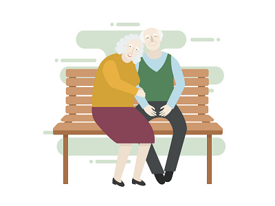 Grandma and grandpa app cute design flat generation grandparents illustration line love vector