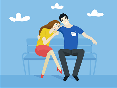 Loving couple - vector flat style illustration for stocks. banner card character couple cute date dating design flat holiday illustration landscape love park postcard vector