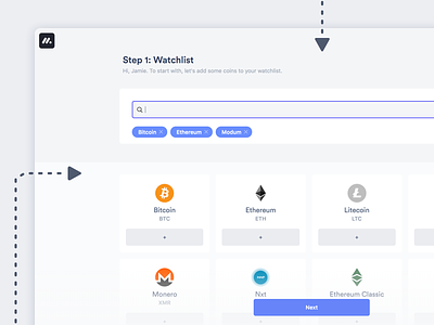Designing Signup flows bitcoin crypto cryptocurrency dashboard app dashboard design dashboard ui flow interface menu design onboarding onboarding screens onboarding ui select sign up signup page signup screen steps ui ux watchlist
