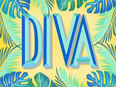 Diva 3d letters austrianillustration austrianlettering floral hand drawn hand drawn type handlettering illustration lettering artist plants sanserif sansserifslettering type type design typedesign typo typography