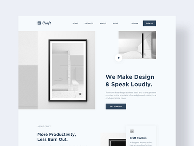 Craft landing page 2020 best dribble shoot branding clean clean ui cool colors craft design agency home page landing page minimal nice professional stylish trendy ui ux web web design website