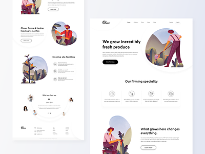 Olive Landing Page agricultural branding clean clean ui dribbble best shot dribbble pro firming food home page illustraion landing page minimal stylish trendy ui ux vector web webdesign website